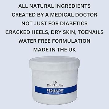 Marble Hill PediSalve Foot Cream Fast Relief Very Dry Feet Hard Skin Cracked Heels Diabetic Foot Care Eczema Shea butter Vit E Developed by Medical Doctor Marble Hill 400g - Image 2