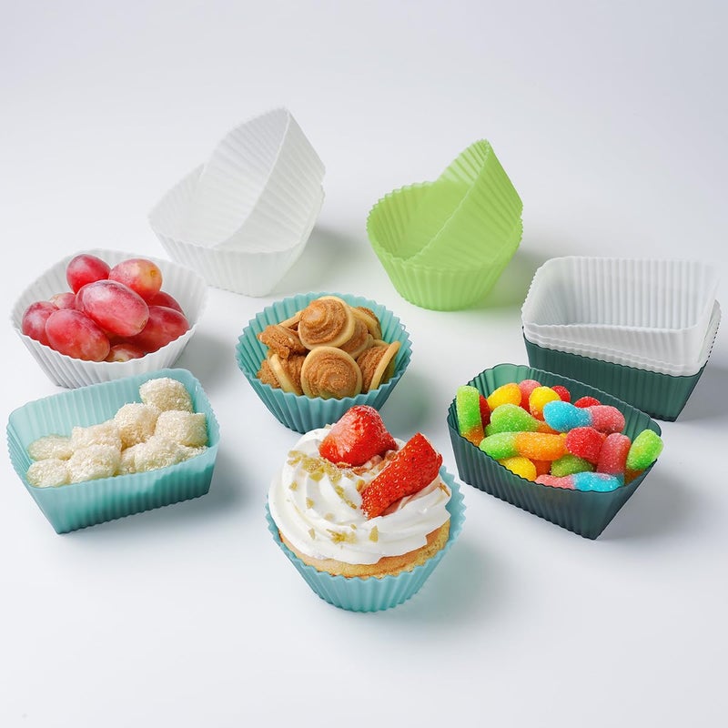 IELEK Silicone Baking Cupcake Cups Muffin Liners Nostick Cake Molds Bento Lunch Box Dividers - Image 2