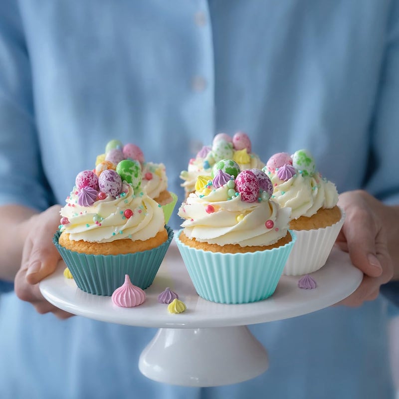 IELEK Silicone Baking Cupcake Cups Muffin Liners Nostick Cake Molds Bento Lunch Box Dividers - Image 5