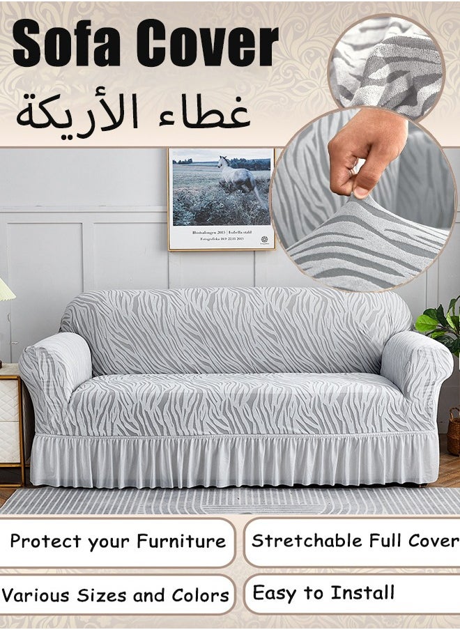 Optico Elastic Couch Cover with Skirt,Stretch Sofa Slipcover Furniture Protector Washable Soft Sofa Cover for Living Room Elastic Fabric Sofa Cover with Skirt, For Living Room Bed Room For 1/2/3/seater sofa  - Image 1