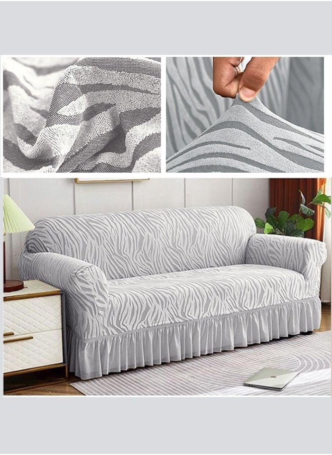 Optico Elastic Couch Cover with Skirt,Stretch Sofa Slipcover Furniture Protector Washable Soft Sofa Cover for Living Room Elastic Fabric Sofa Cover with Skirt, For Living Room Bed Room For 1/2/3/seater sofa  - Image 3