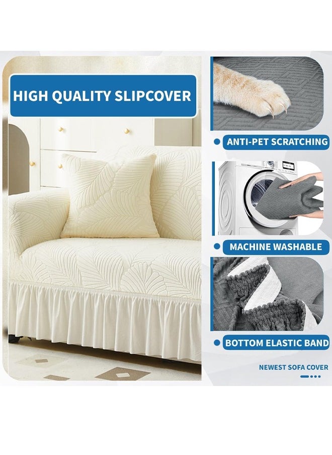 Optico Elastic Couch Cover with Skirt,Stretch Sofa Slipcover Furniture Protector Washable Soft Sofa Cover for Living Room Elastic Fabric Sofa Cover with Skirt, For Living Room Bed Room For 1/2/3/seater sofa  - Image 4