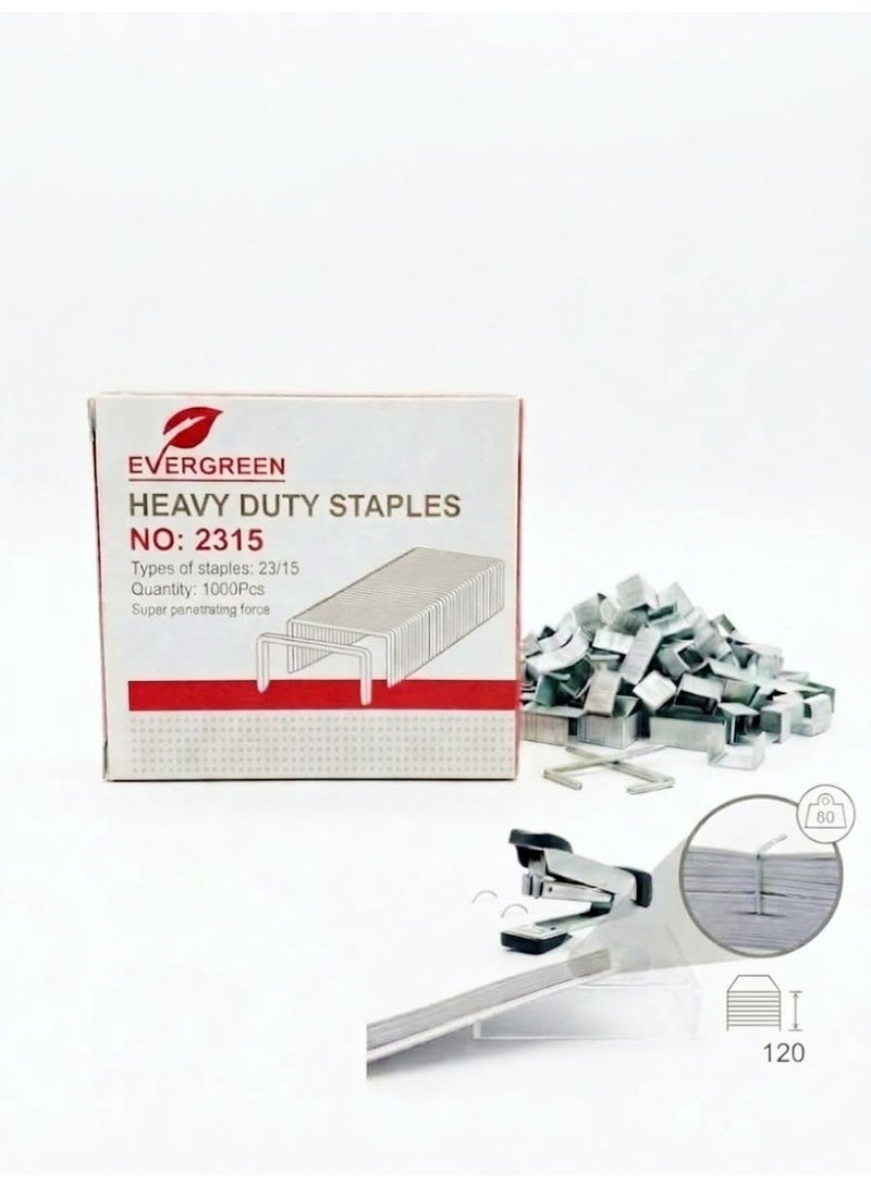 Evergreen Heavy Duty Staples 23/15 (2315), 1000 Pcs for 120 Sheets - Image 1