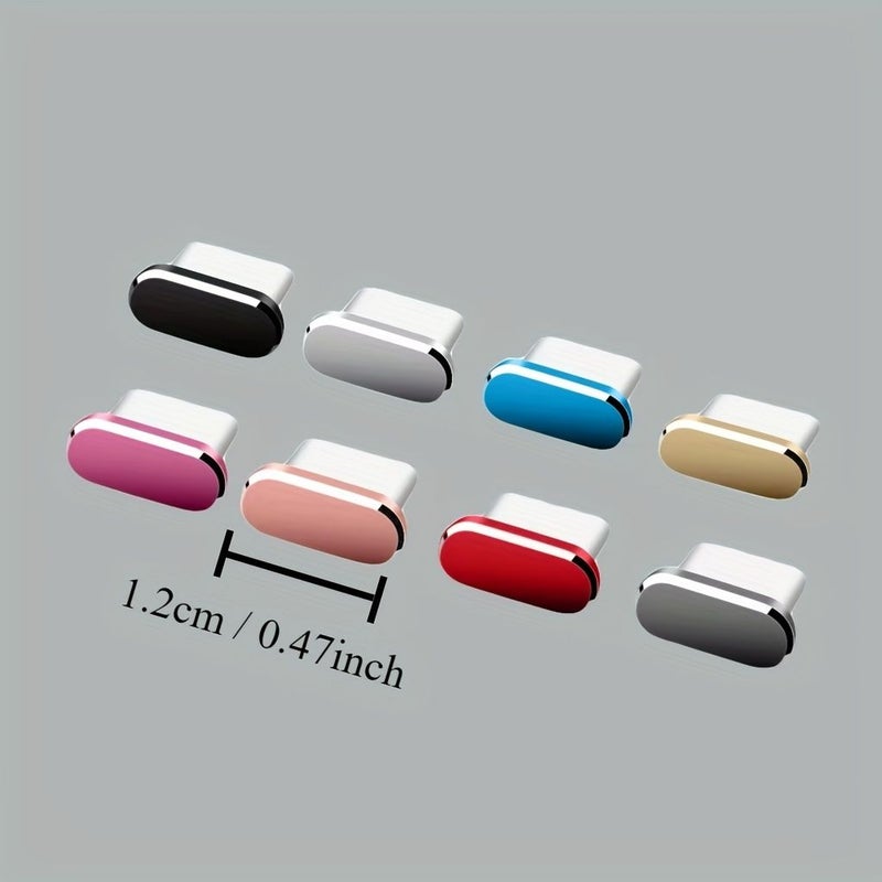 4pcs Mixed Color Mobile Phone Dust Plugs Type C Charging Port Metal Cover Set - Image 2