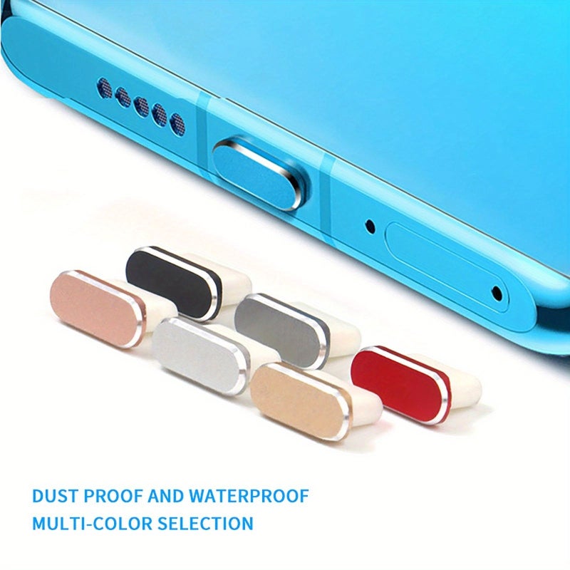 4pcs Mixed Color Mobile Phone Dust Plugs Type C Charging Port Metal Cover Set - Image 4
