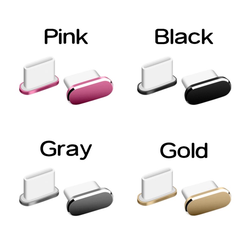 4pcs Mixed Color Mobile Phone Dust Plugs Type C Charging Port Metal Cover Set - Image 3