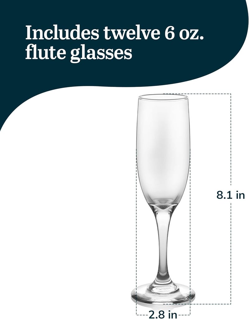 Libbey Catawba Champagne Flute Glasses Set of 12 - 6 oz Clear Glass for Sparkling Wine and Mimosas - Image 3