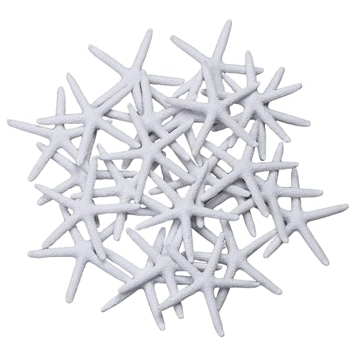 LJY 25 Pieces 8cm White Resin Pencil Finger Starfish for Wedding Home Decor and Craft Project - Image 1