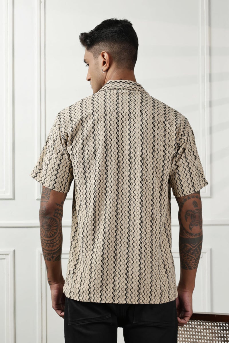 SWADESI STUFF Men's Geometric Print Regular Fit Polycotton Shirt | Stylish Half Sleeve Casual Shirt for Men (in, Alpha, XL, Regular, Brown) - Image 5
