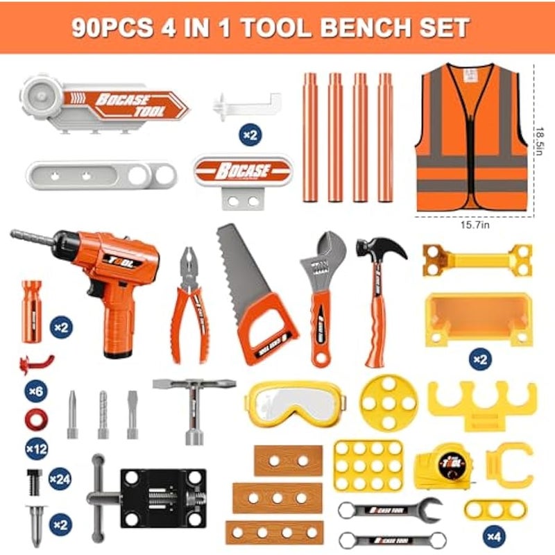 Kids Tool Bench - Toy Bench with Storage Box, 4 in 1 Kids Tool Set with Electric Drill Toy Tool Accessories - Image 2