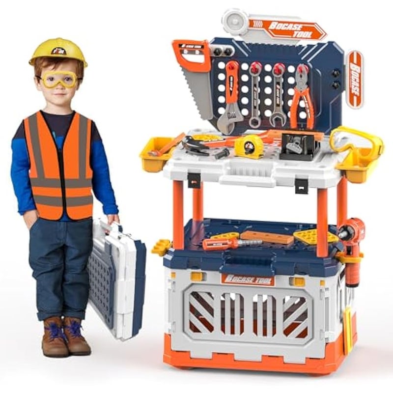 Kids Tool Bench - Toy Bench with Storage Box, 4 in 1 Kids Tool Set with Electric Drill Toy Tool Accessories - Image 1