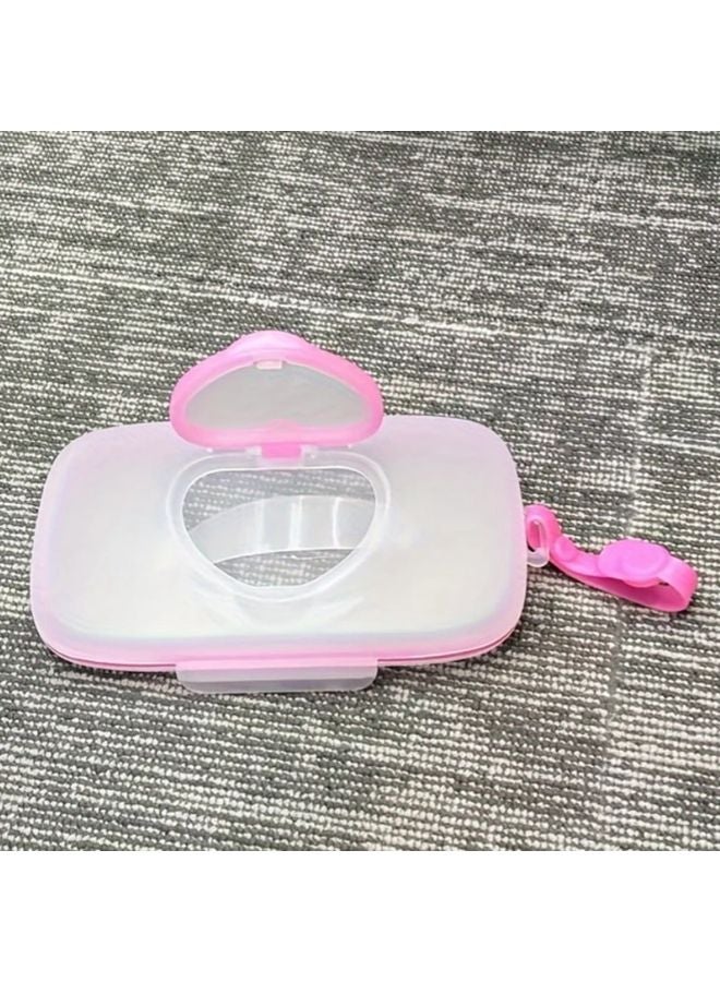 Pastel Pink Wet Wipe Dispenser Box With Clear Window And Heart Shaped Lid - Image 1
