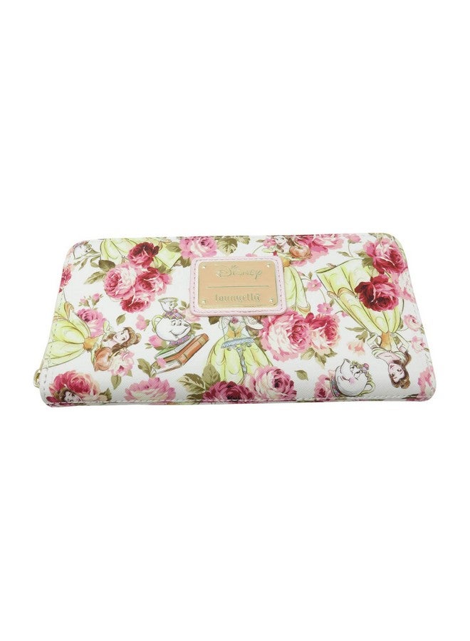 Loungefly Disney Beauty & The Beast Belle Mrs. Potts Pink Peony Floral Wallet - Image 1
