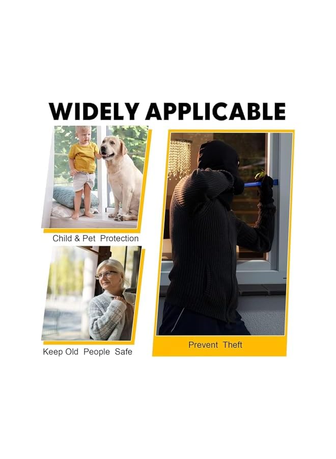 The Bros أقفال نوافذ منزلقة مع مفتاح، 4 مجموعات من أقفال الأمان الألمنيوم للنوافذ المنزلقة، أقفال أبواب ونوافذ منزلقة قابلة للتعديل، قفل نافذة أمان للشرفات، غرف النوم، المنازل ومكاتب النوافذ (فضي) - Image 5