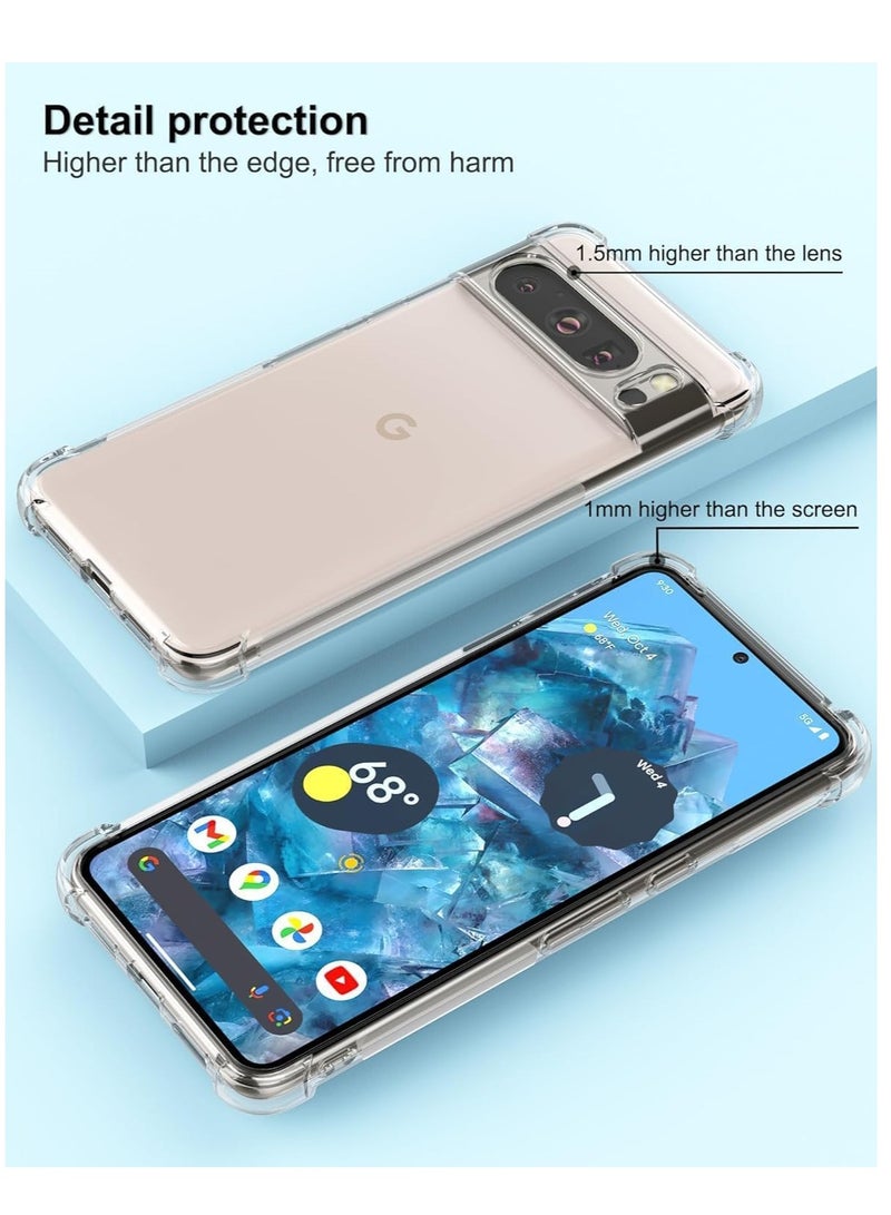 Aookay [1+2] For Google Pixel 9 Pro XL Clear Case with Tempered Glass Screen Protector(2pcs), Soft TPU Four Corner Bumper Airbag Anti-drop Protection, Ultra-thin Transparent Cover (Google Pixel 9 Pro XL) - Image 5