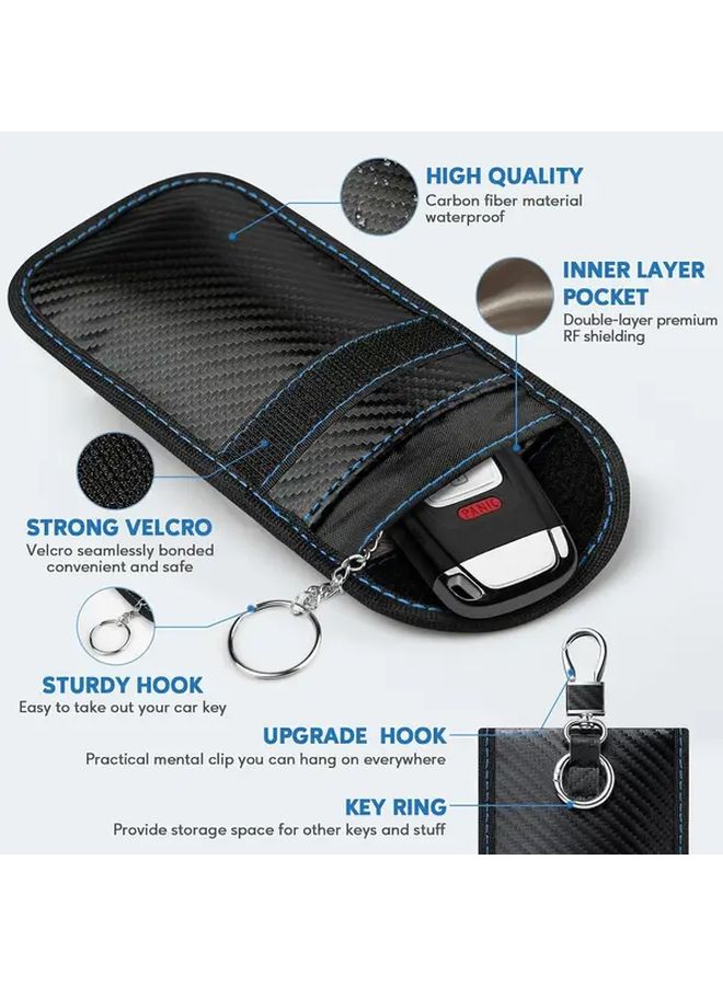 2pcs RFID Blocking Carbon Fiber Faraday Key Set Green Red Anti Theft Shield Passport Holder - Image 3