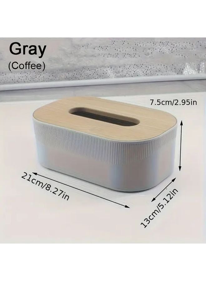 Coffee Modern Wooden Lid Tissue Box Plastic Kitchen Bathroom Organizer - Image 1