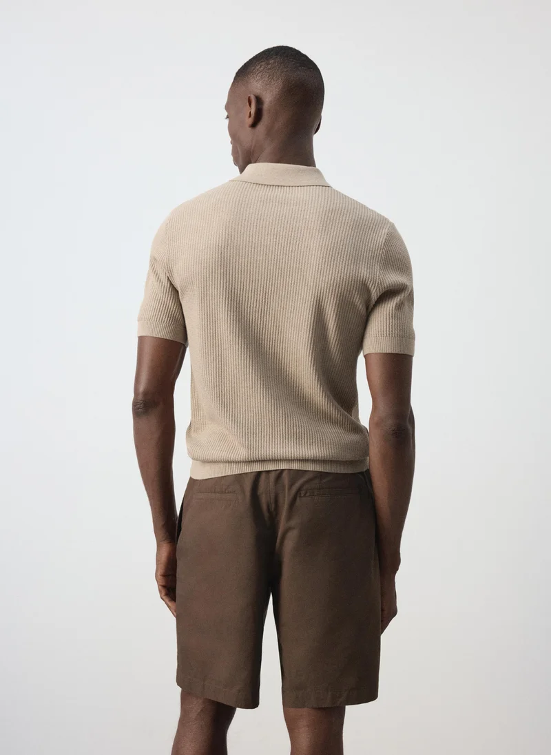 Mango Man 07-ARENA Fine Rib-Knit Polo Shirt for Men | Best Price UAE