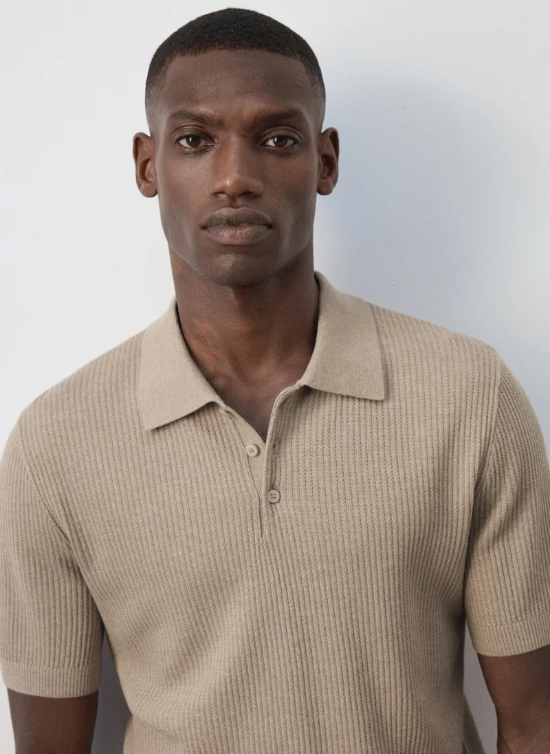 Mango Man 07-ARENA Fine Rib-Knit Polo Shirt for Men | Best Price UAE