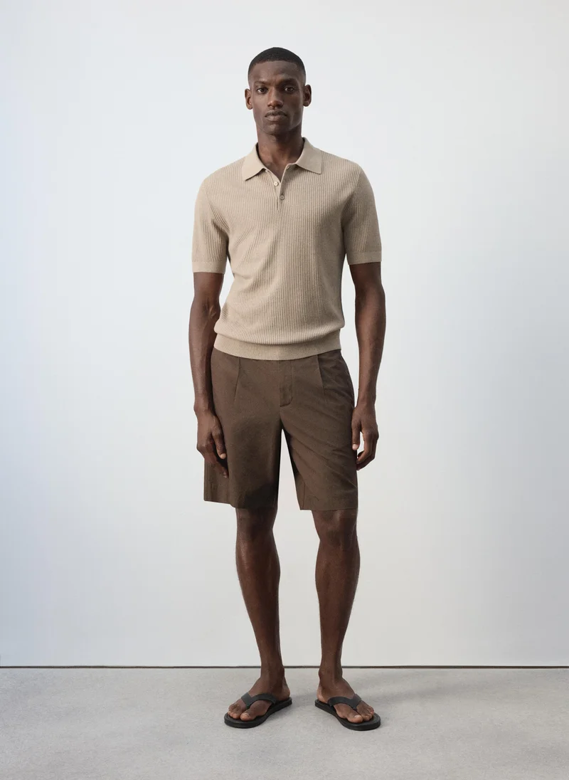 Mango Man 07-ARENA Fine Rib-Knit Polo Shirt for Men | Best Price UAE