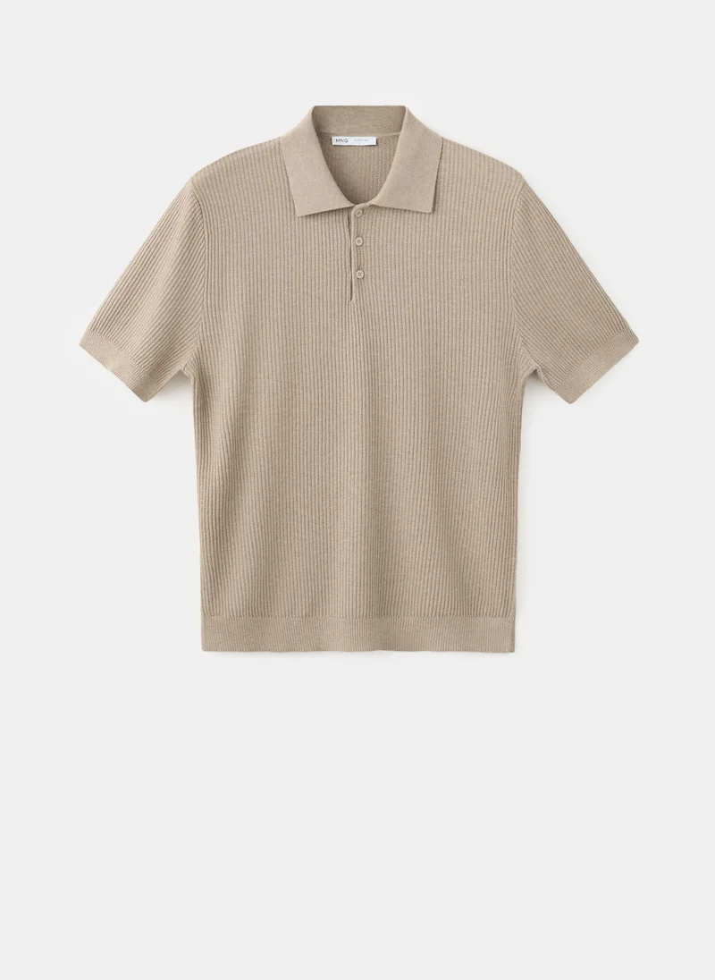 Mango Man 07-ARENA Fine Rib-Knit Polo Shirt for Men | Best Price UAE