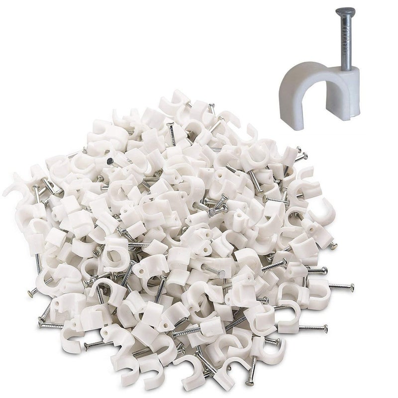 ART IFACT 100 Pieces of 9mm Circle Cable Clip with Metal Nail for Wire Management (9mm) - Image 1