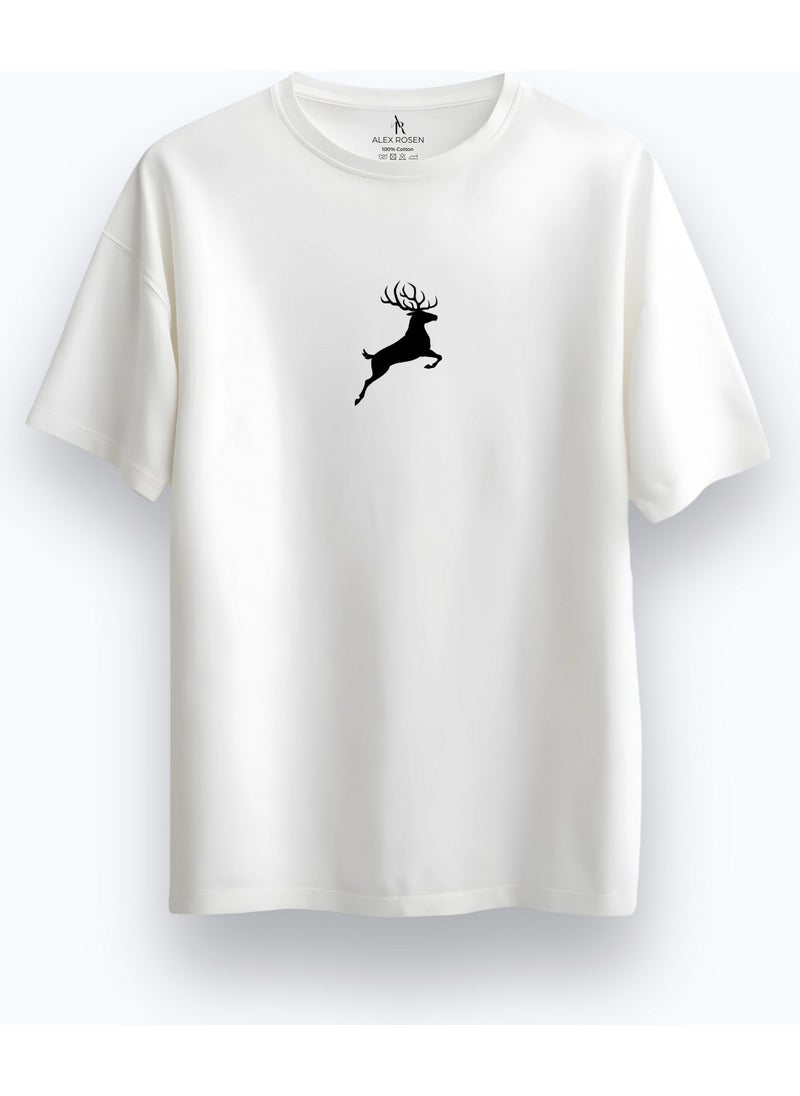 Alex Rosen Unisex Oversize Crew Neck Printed Short Sleeve White T-Shirt  - Image 1