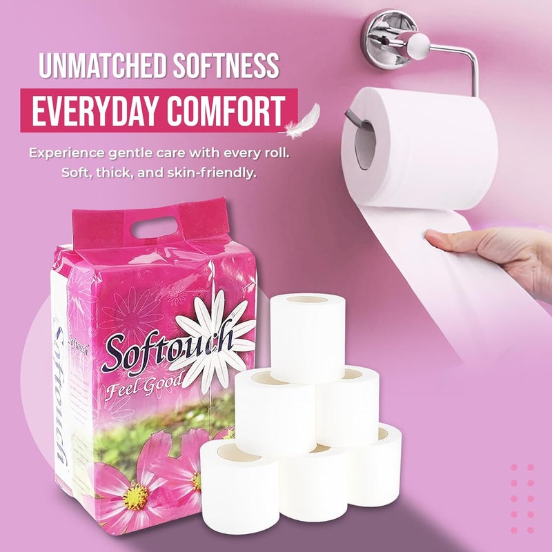 Softouch 2 Ply Toilet Paper Tissue Roll Family Pack 6-in-1 (230 Sheets Per roll) - Image 4