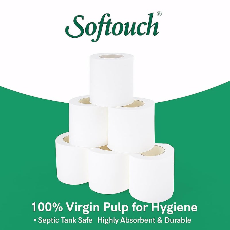 Softouch 2 Ply Toilet Paper Tissue Roll Family Pack 6-in-1 (230 Sheets Per roll) - Image 2