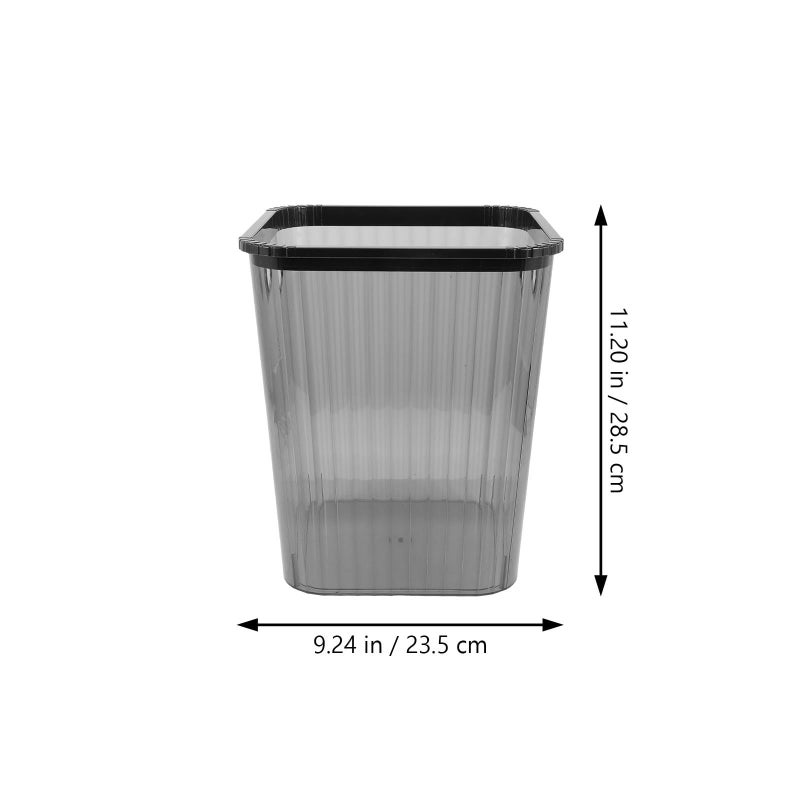 Square Trash Can Plastic Black Garbage Bin for Bedroom Bathroom Office Kitchen Home Wastebasket With Grocery Bag Holder - Image 3