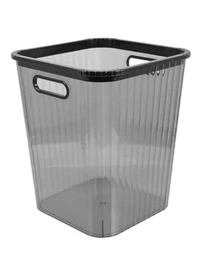 Square Trash Can Plastic Black Garbage Bin for Bedroom Bathroom Office Kitchen Home Wastebasket With Grocery Bag Holder - Image 1