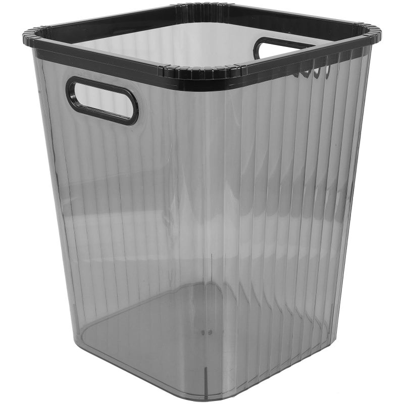 Square Trash Can Plastic Black Garbage Bin for Bedroom Bathroom Office Kitchen Home Wastebasket With Grocery Bag Holder - Image 2