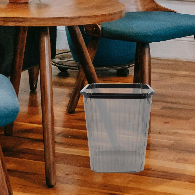 Square Trash Can Plastic Black Garbage Bin for Bedroom Bathroom Office Kitchen Home Wastebasket With Grocery Bag Holder - Image 5