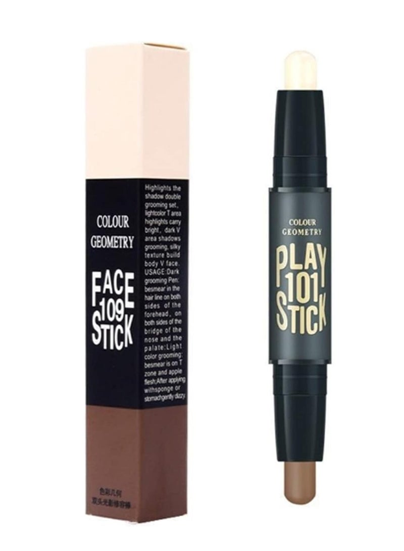 Generic Dual-Ended Highlight Contour Stick, 2 in 1 Makeup Highlighters & Shading Stick, Full Coverage, Three-Dimensional, Bronzer, Color Corrector Concealer Stick (02#)  - Image 1