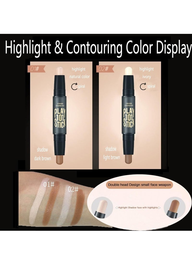 Generic Dual-Ended Highlight Contour Stick, 2 in 1 Makeup Highlighters & Shading Stick, Full Coverage, Three-Dimensional, Bronzer, Color Corrector Concealer Stick (02#)  - Image 3