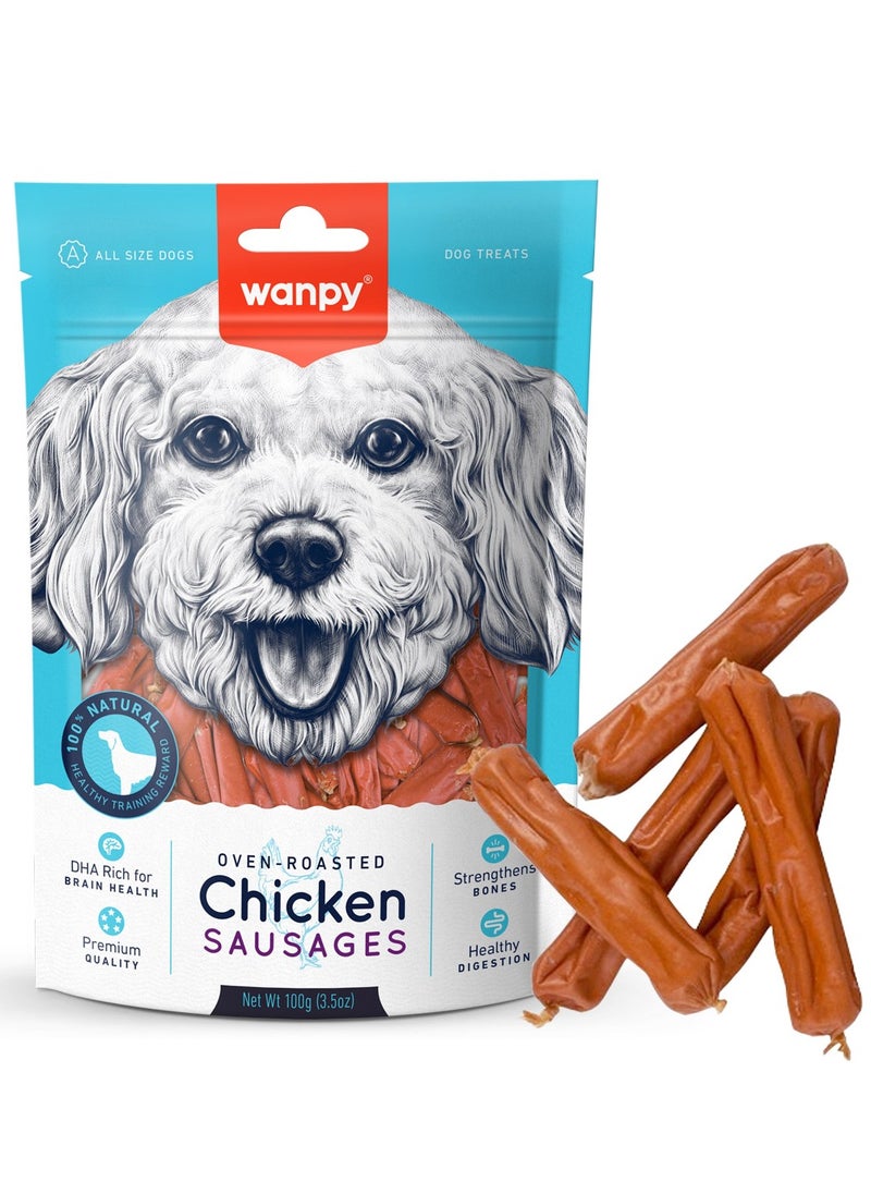 Wanpy Oven Roasted Chicken Sausages Dog Treats 100g 