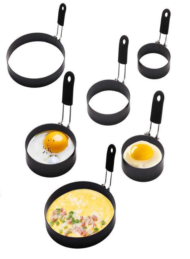 Yevior 6 Pack Eggs Ring,3 Size Cooker Rings For Frying Shaping Cooking Eggs,Pancake Ring Molds Kitchen Gadgets Omelette Cooking Rings (6Pack) - Image 1