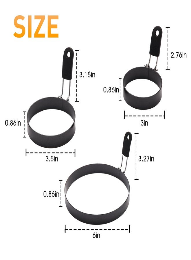 Yevior 6 Pack Eggs Ring,3 Size Cooker Rings For Frying Shaping Cooking Eggs,Pancake Ring Molds Kitchen Gadgets Omelette Cooking Rings (6Pack) - Image 2