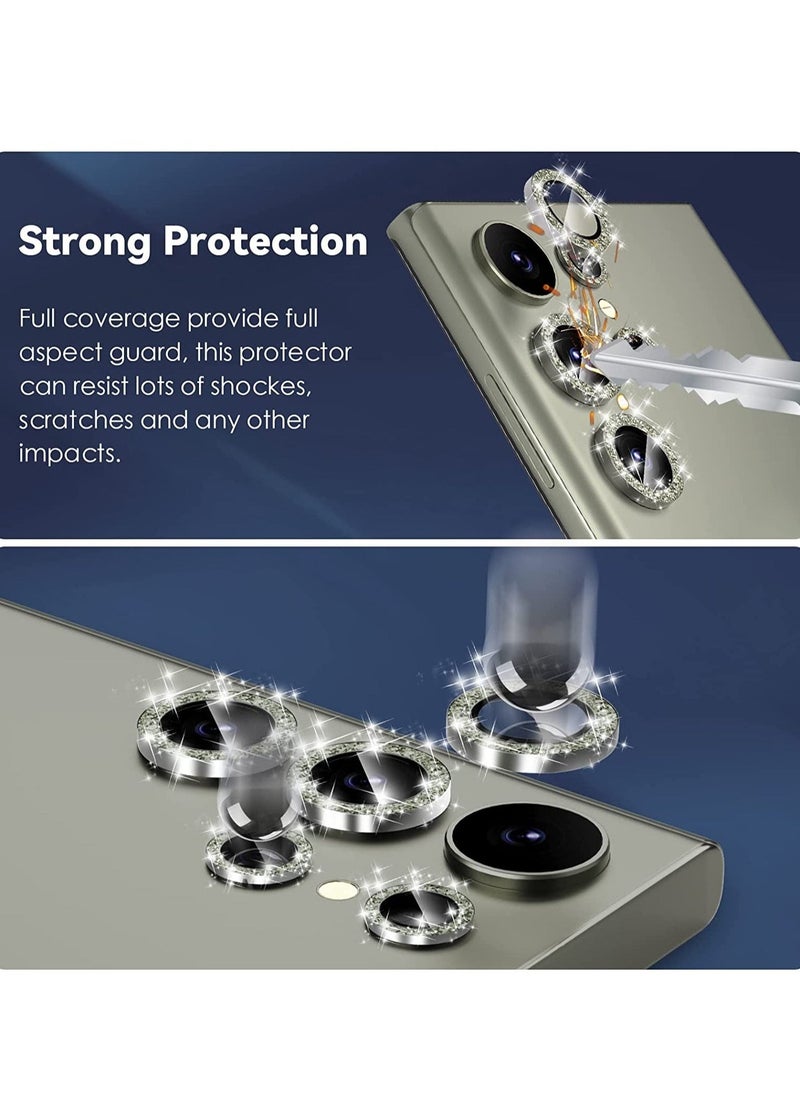 vesus Samsung Galaxy S23 Ultra Camera Lens Protector, 9H Tempered Glass + Aluminum Alloy Metal Individual Lens Screen Ring for S23 Ultra 6.8in 5G 2023 - Glitter Green - Image 2