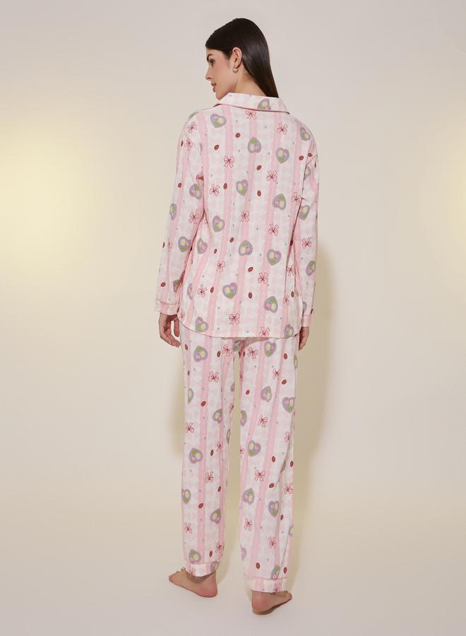 تايك تو طقم بيجامة بأكمام طويلة وطبعة شاملة - Image 4