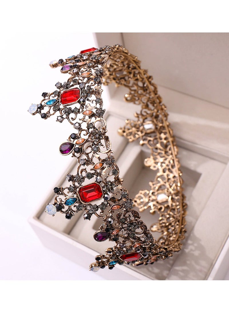 Jeweled Baroque Queen Crown - Rhinestone Wedding Crowns and Tiaras for Women, Gemstones,Victoria - Image 3