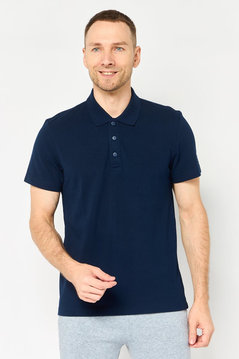 Adidas Men Sportswear Fit Short Sleeve Outdoor Polo Shirt, Navy - Image 1