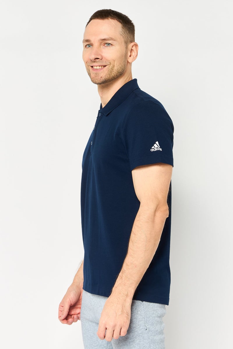 Adidas Men Sportswear Fit Short Sleeve Outdoor Polo Shirt, Navy - Image 4