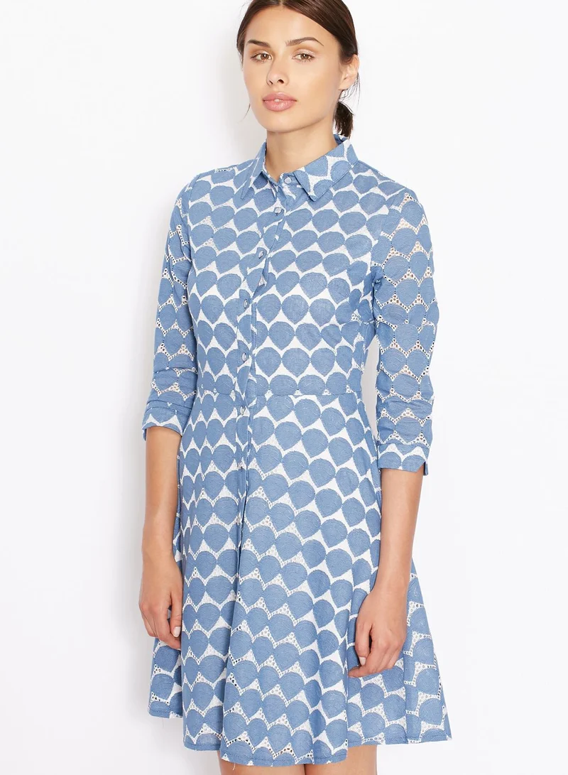 Ask Alice Printed Shirt Skater Dress