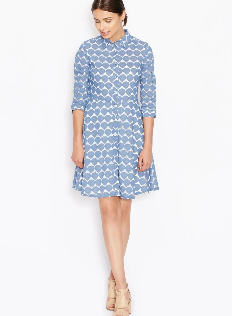 Ask Alice Printed Shirt Skater Dress