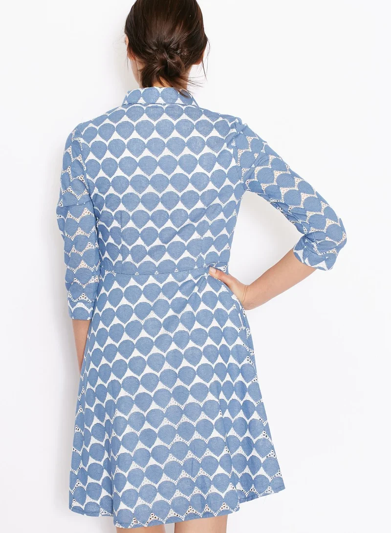 Ask Alice Printed Shirt Skater Dress