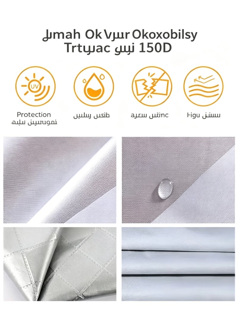 العربية: غطاء سيارة من قماش أوكسفورد سميك 150D، واقي سيارة كامل لجميع الأحوال الجوية، مع حافة مطاطية وسحاب جانبي، مقاوم للشمس والمطر والثلج والغبار لسيارات السيدان - Image 4