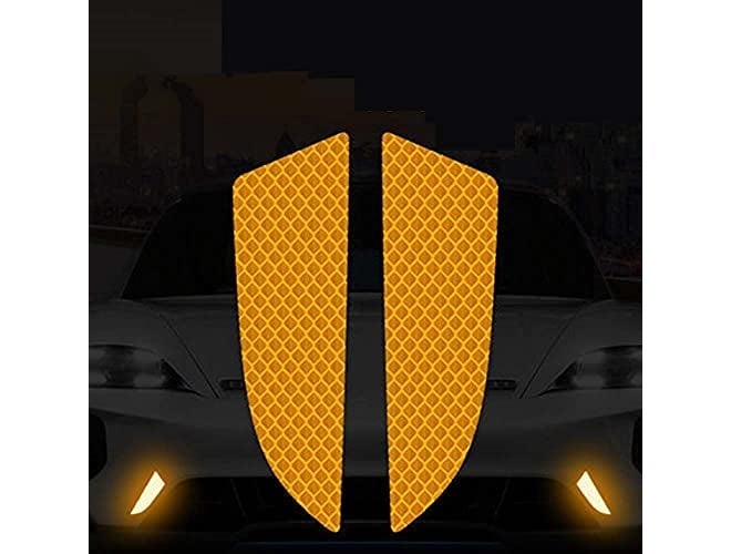 Buylogy® (Orange) (4 Pcs) Car Front/Back Bumper Stickers Reflectors Protective Stickers Reflective Strip Warning Signs Car Styling Exterior Accessories Decoration - Image 1