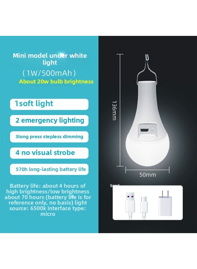 Loquat Rechargeable Led Bulb Power Failure Emergency Multi-function USB Mobile Super Bright Outdoor Night Market Stall Toilet Camping Light-Power Of Light Source:Long Battery Life Model Comes With Charger-Light Color:White Light - Image 2