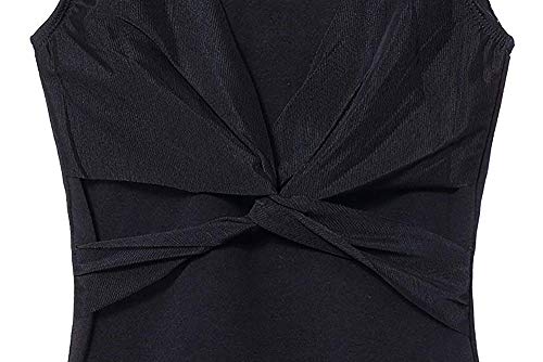 MdnMd Tank Mesh Cross Front Gymnastic Ballet Dance Leotard for Toddler Girls (Black, Age 4-6 / 4t,5t) - Image 5